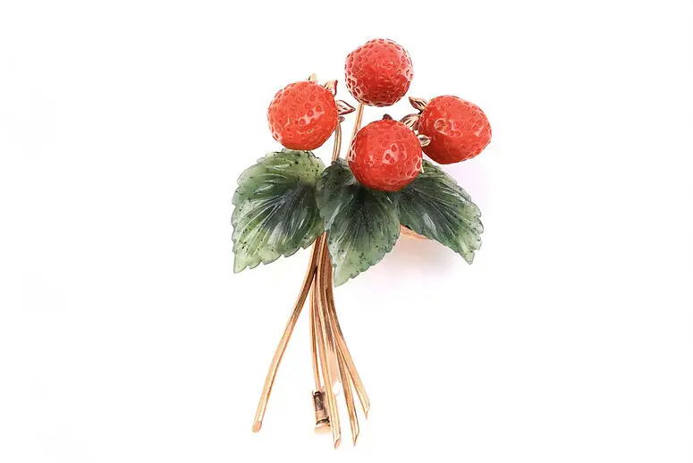 Brosche Erdbeeren
