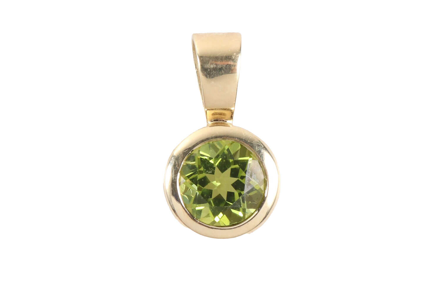 Peridot Anhänger im Rundschliff