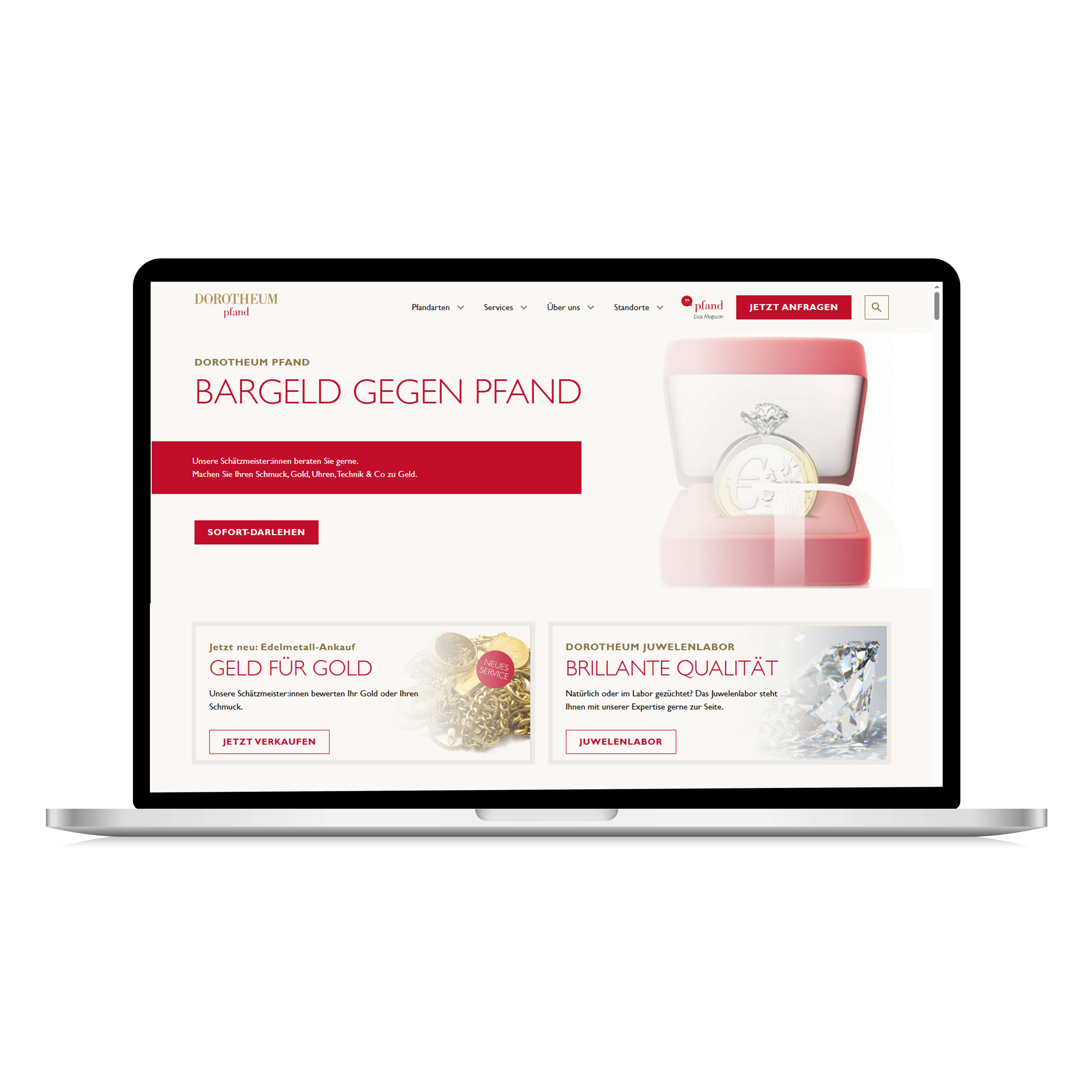MacBook Apple MacBook Pro mit der geöffneten Pfand Website