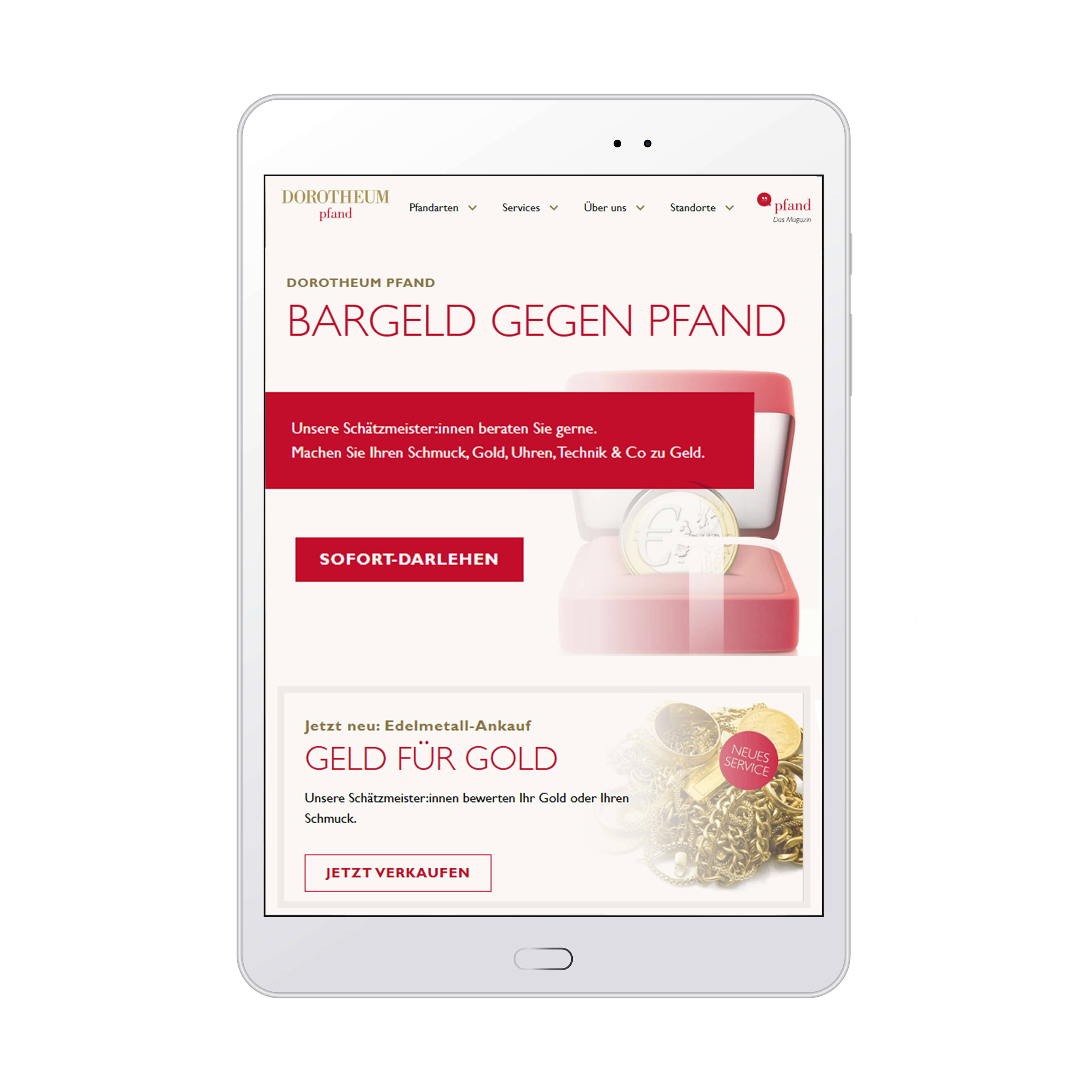 Samsung Tablet Samsung Tablet mit der geöffneten Pfand Website