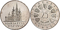 Im Silberpreis Check: 25 Schilling Münze, Mariazell, 1957, PP