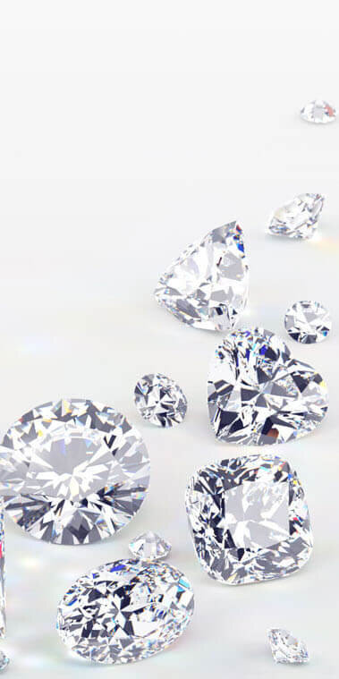 Diamanten in allen Schliffen auf weißem Hintergrund