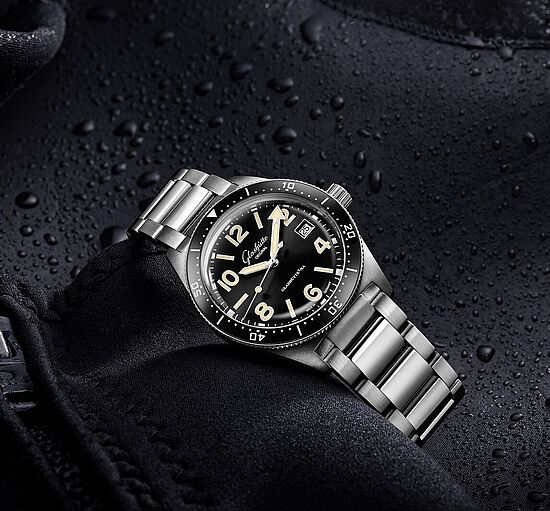 Zifferblatt einer SeaQ Armbanduhr von Glashütte