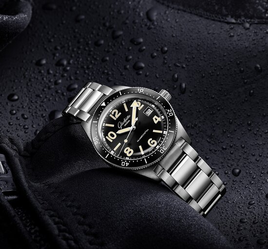 Zifferblatt einer SeaQ Armbanduhr von Glashütte