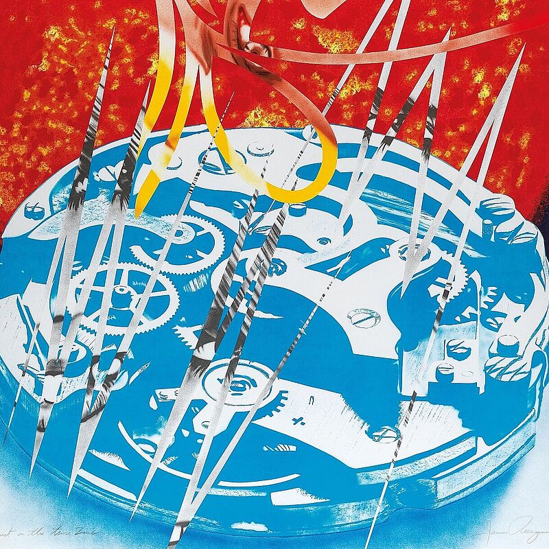 Colour lithograph and collage on paper by James Rosenquist: "Sunset in the Time Zone"