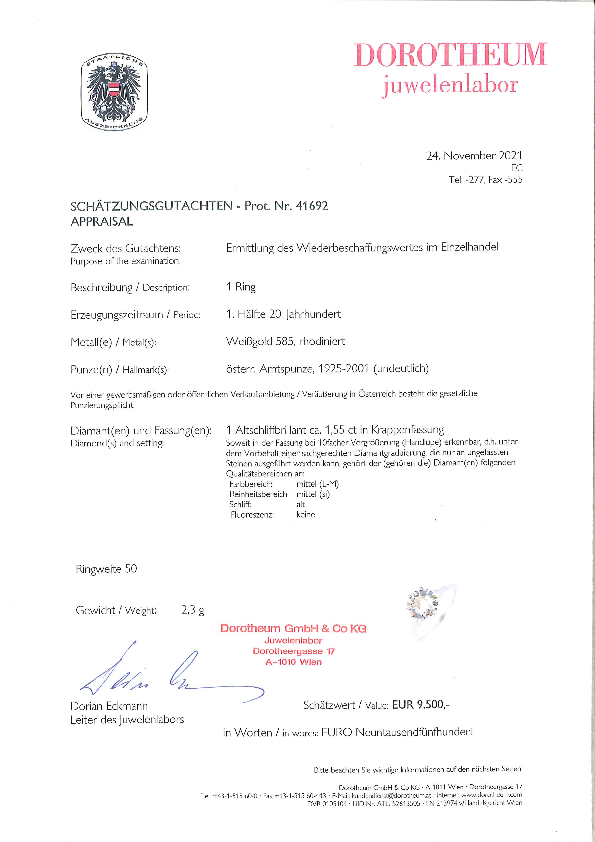 Beispiel Dorotheum Gutachten