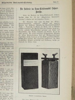 Berichterstattung 1900 über das Renn-Elektromobil Lohner Porsche Allgemeine Automobil-Zeitung I. Jahrgang 1900 Band II vom 1. Juli bis 31. Dezember 1900, Heft 26-52, gebundene Ausgabe, Leineneinband mit Gold-Prägedruck, Herausgeber und Verleger: Felix Sterne und Adolf Schmal-Filius, umfangreiche Berichterstattung, u.a. Das Renn-Elektromobil "Lohner Porsche", die Batterie im Lohner Porsche, die Elektromobil-Konkurrenz des englischen Automobil-Club "La toujours Contente" gebaut von Jakob Lohner & co Wien