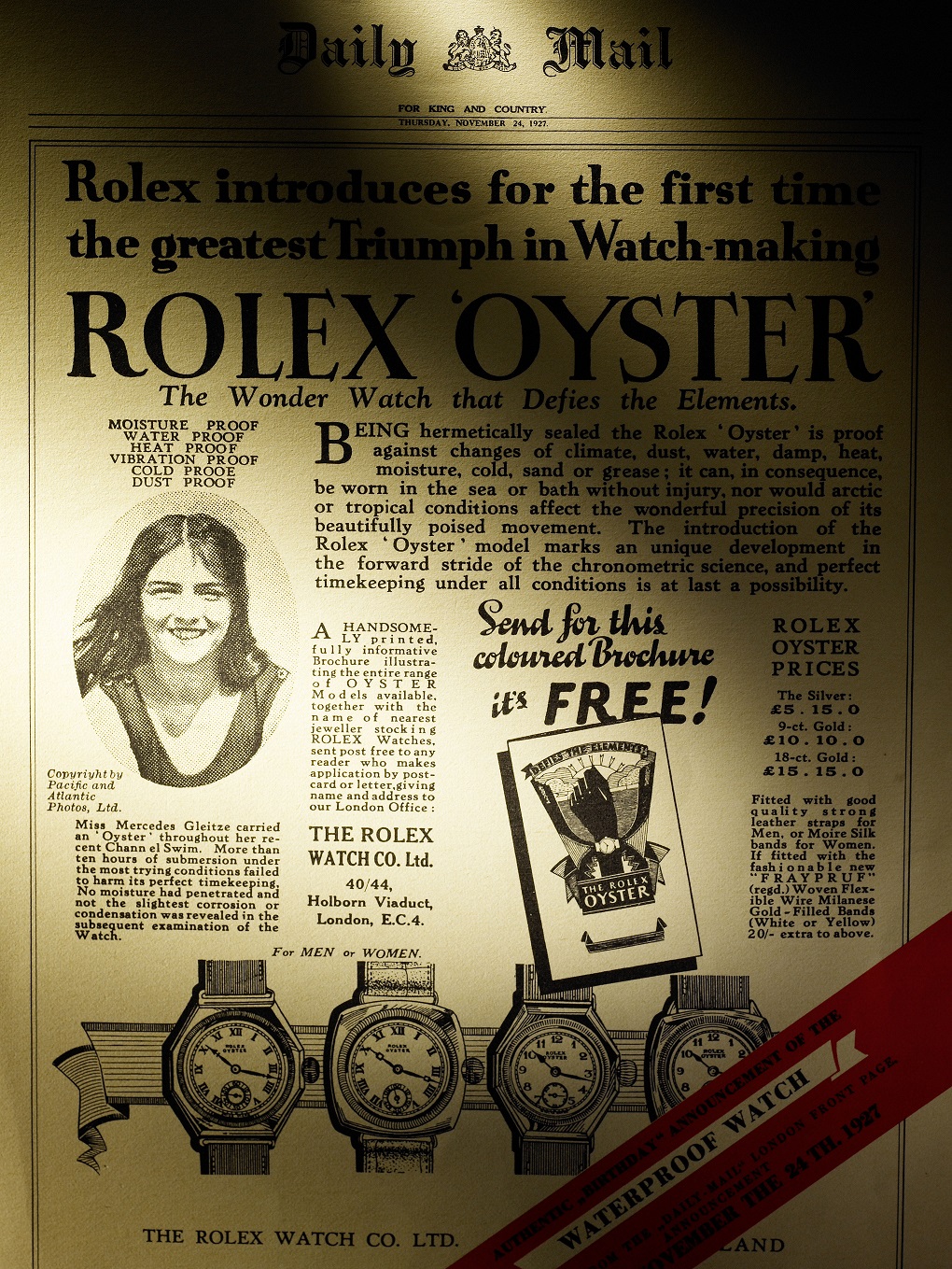 Daily Mail berichtet über Mercedes Gleitz und Rolex Oyster